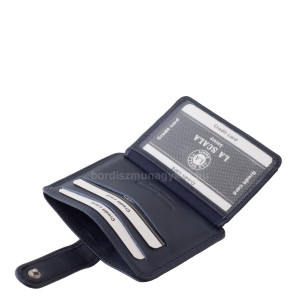 Kisméretű valódi bőr kártyatartó irattartóval La Scala Luxury LNR10 kék