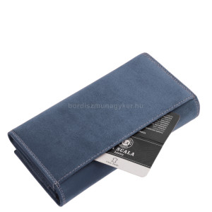 La Scala Luksuzna velika ženska denarnica iz pravega usnja modra ASH281
