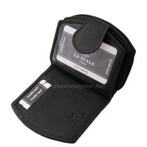 La Scala valódi bőr női pénztárca RFID fekete ANC066