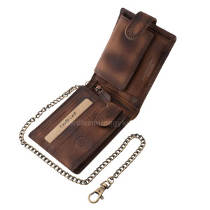 Motor-mintás bőr pénztárca lánccal GreenDeed MPF1021/TL világos barna