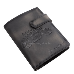 Kožená peněženka na dokumenty s motocyklovým vzorem GreenDeed MPF3072/T černá