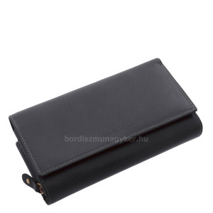 Nagy méretű női bőr pénztárca díszdobozban La Scala VSP452 fekete