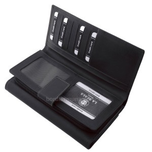 Nagy méretű női bőr pénztárca díszdobozban La Scala VSP452 fekete