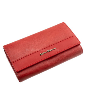 Large women's leather wallet in gift box Sylvia Belmonte KSP108 red