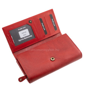Large women's leather wallet in gift box Sylvia Belmonte KSP108 red