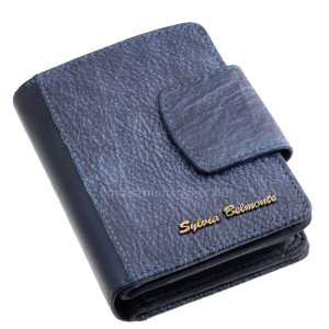Women's leather wallet in gift box Sylvia Belmonte KSP621 blue