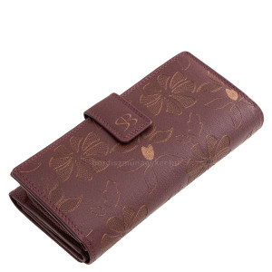 Women's leather wallet with laser-cut pattern SLV452 burgundy