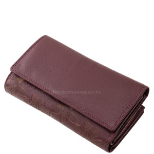 Women's leather wallet with laser-cut pattern SLV452 burgundy
