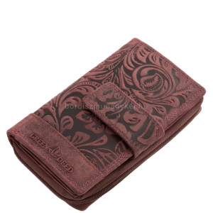 Ženski novčanik s cvjetnim uzorkom GreenDeed od prave kože DVG443 bordo