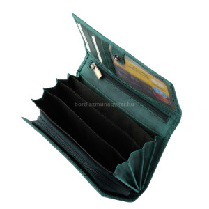 Women's wallet with flower pattern Sylvia Belmonte genuine leather DVM100 turquoise