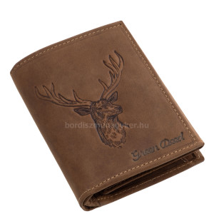 Kožená peněženka na dokumenty se vzorem jelena v dárkové krabičce GreenDeed SBF3072 hnědá