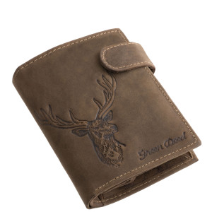 Skórzany portfel na dokumenty z motywem jelenia w pudełku prezentowym GreenDeed SBF3072/T brązowy