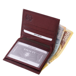 Porte-cartes en cuir véritable dans une boîte cadeau La Scala ADQ1009 bordeaux