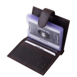 Porte-cartes en cuir véritable dans une boîte cadeau La Scala ADQ2038/T marron