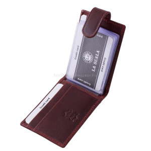 Porte-cartes en cuir véritable dans une boîte cadeau La Scala ADQ30809/T bordeaux