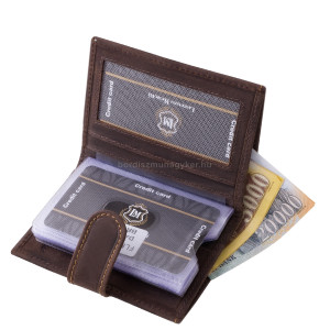 Porte-cartes en cuir véritable dans une boîte cadeau marron foncé Lorenzo Menotti FLM2038/T