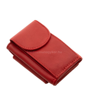 Genuine leather small wallet with key ring La Scala Luxury LNR09 red