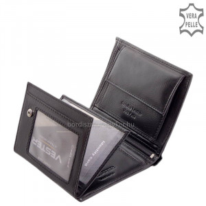 Vester Луксозен мъжки кожен портфейл за подарък кутия VES475 Черен