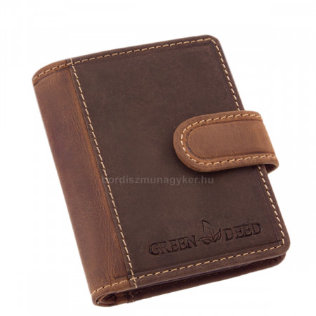 Leather men's card holder with switch GreenDeed dark brown-brown GDC2038/T