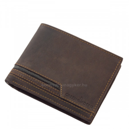 Leather men's wallet without toggle GreenDeed brown AFG1021