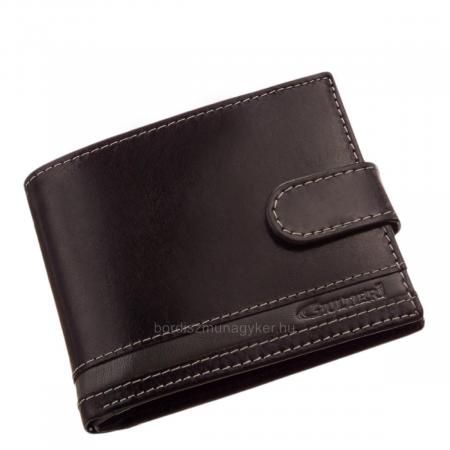 Skórzany portfel męski z włącznikiem Giultieri GCS1021/T czarno-szary
