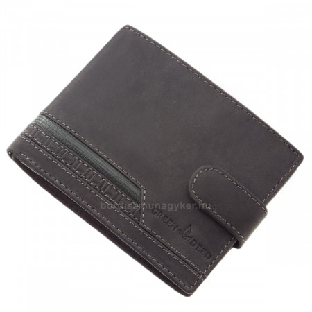 Skórzany portfel męski z zatrzaskiem GreenDeed czarny AFG1027/T