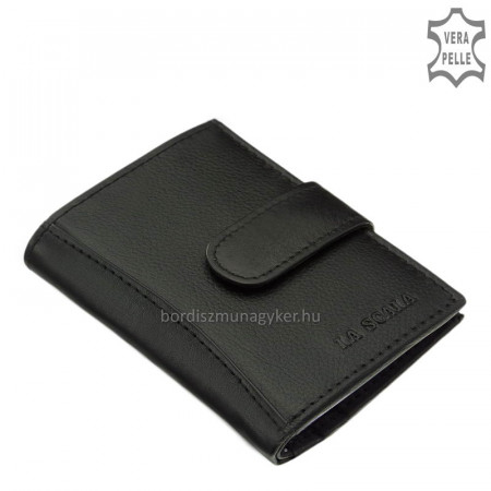 Kožený držák na karty s vypínačem La Scala DCO2038 / T černý