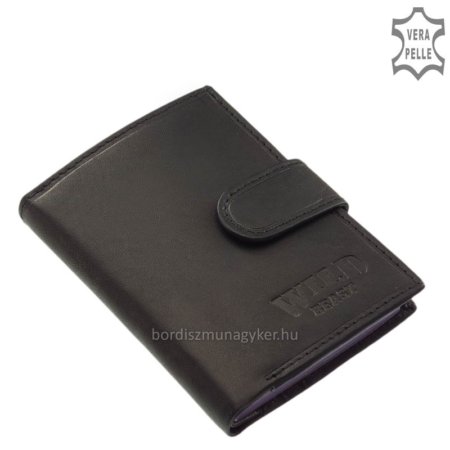Leather card holder for men WILD BEAST black SWB2038