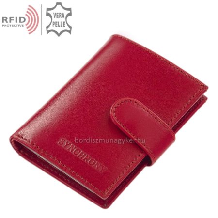 Suport pentru card din piele cu protecție RFID roșu RG2038