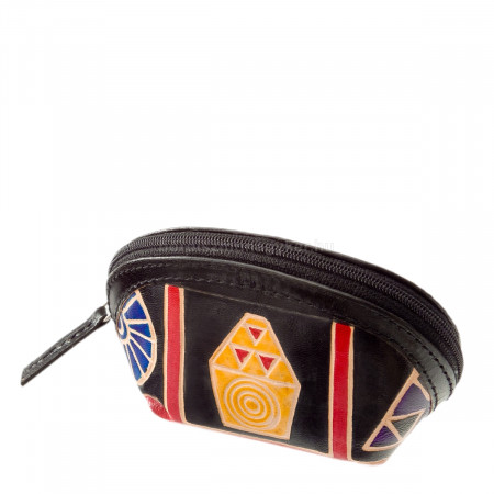 Bőr női kulcstartó mintás felülettel Giultieri S1006A fekete