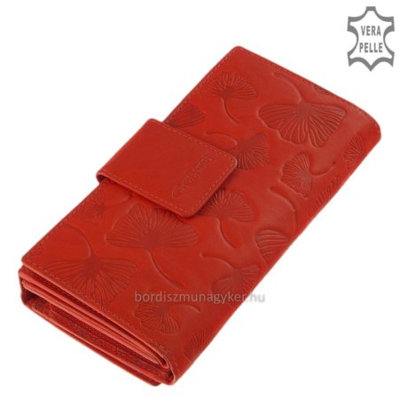 Skórzany portfel damski z wzorem liter czerwony SCL108