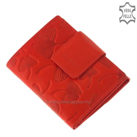 Skórzany portfel damski z wzorem liter czerwony SCL120