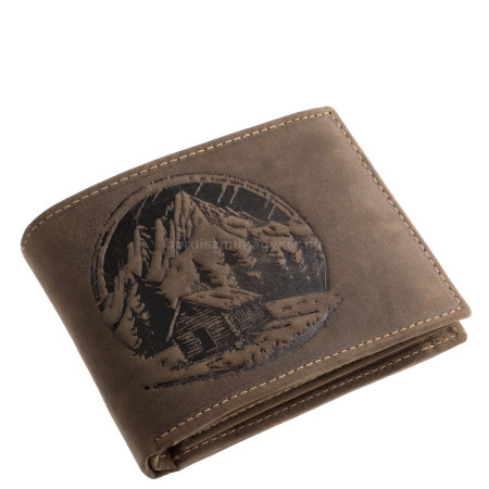 Ledergeldbörse mit Waldhausmuster GreenDeed CABI1021 braun