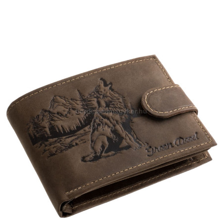 Bőr pénztárca farkas mintával GreenDeed WLFF1021/T barna