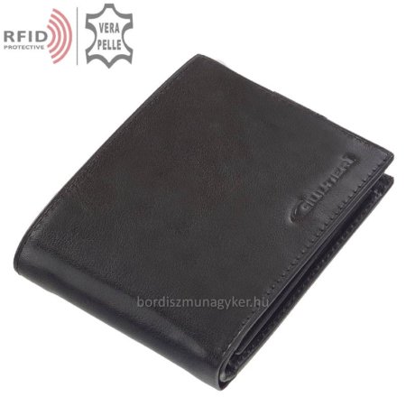 Leather wallet black Giultieri RF1021