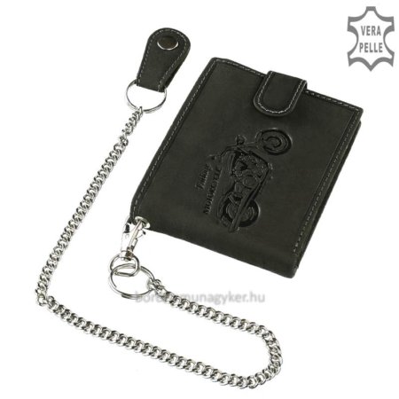 Portefeuille en cuir noir avec motif moteur RFID A1MR1021 / T
