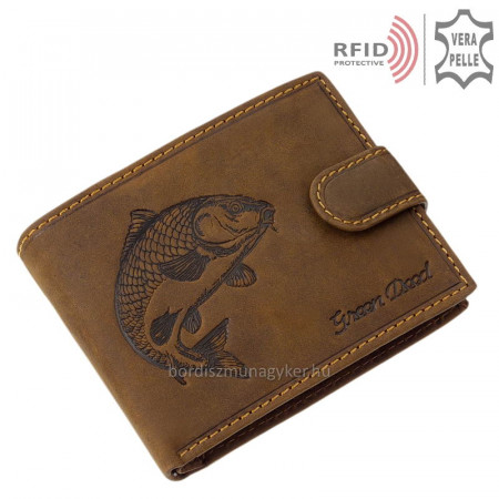 Kožená peňaženka pre rybárov s kaprárskym vzorom RFID TPO09/T