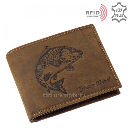 Ledergeldbörse für Angler mit Karpfenmuster RFID TPO1021