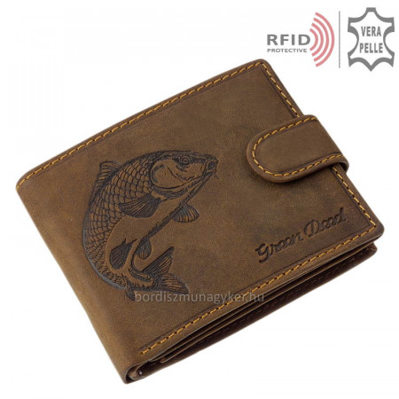 Usnjena denarnica za ribiče z vzorcem krapa RFID TPO6002L/T