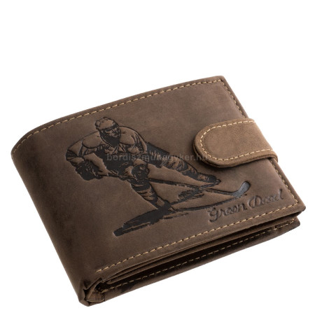 Leren portemonnee met hockeypatroon GreenDeed HOCK1021/T bruin