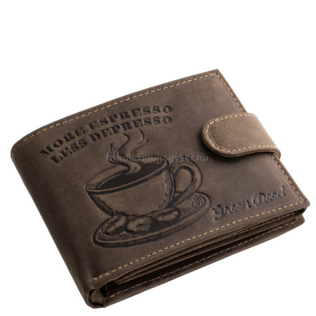 Bőr pénztárca kávéscsésze mintával GreenDeed COFF1021/T barna