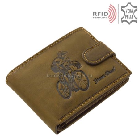 Bőr pénztárca kerékpáros mintával RFID BICR09/T