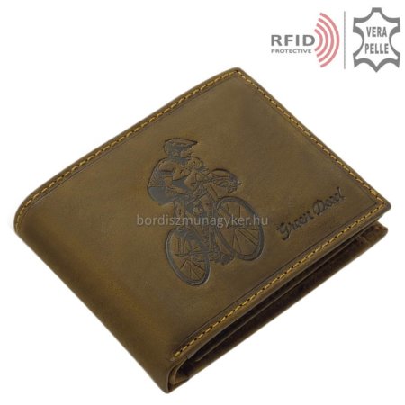 Bőr pénztárca kerékpáros mintával RFID BICR1021