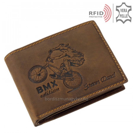 Skórzany portfel z wzorem rowerowym RFID BMX1021