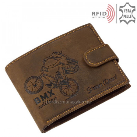 Portefeuille en cuir motif vélo RFID BMX1021/T