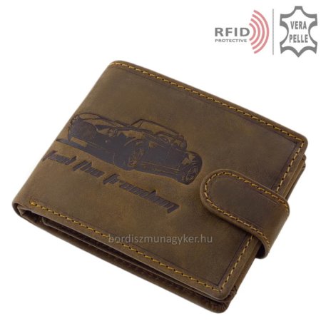 Leather wallet with classic sports car pattern RFID A4AR08 / T