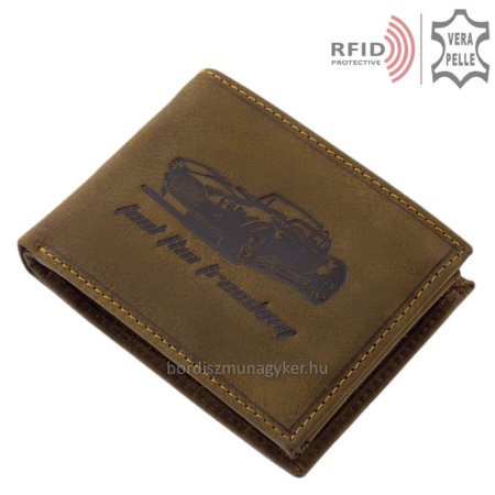 Portefeuille en cuir avec motif voiture de sport classique RFID A4AR1021