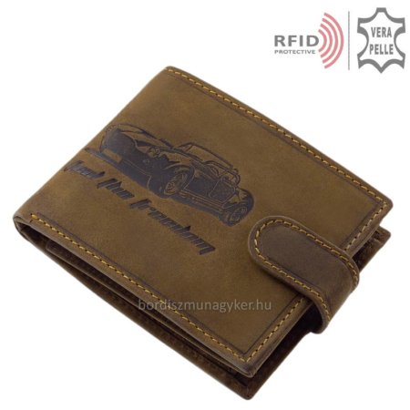 Portefeuille en cuir avec motif voiture de sport classique RFID A4AR6002L / T