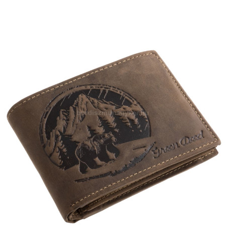 Bőr pénztárca medve és erdei táj mintával GreenDeed BEAR1021 barna