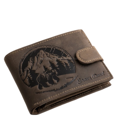 Portafoglio in pelle con motivo orso e paesaggio forestale GreenDeed BEAR1021/T marrone